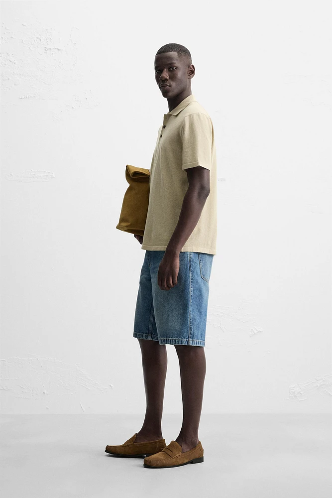 KNIT POLO SHIRT WITH LINEN