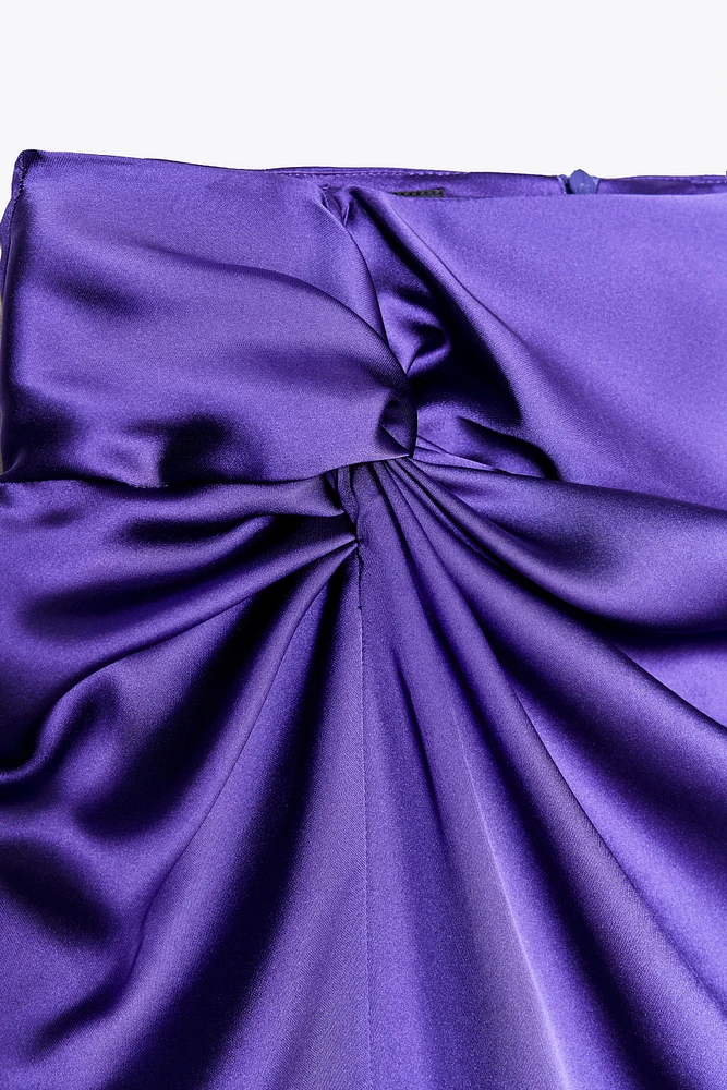 KNOTTED SATIN EFFECT MIDI SKIRT