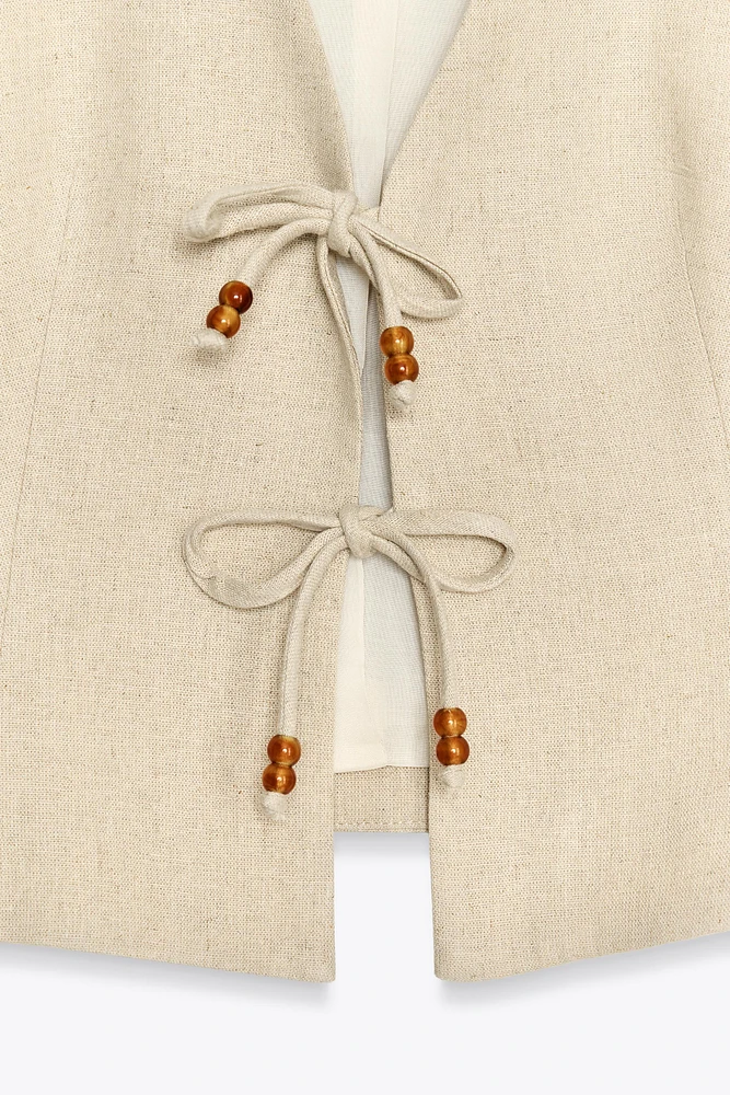 BEADED LINEN VEST