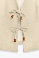 BEADED LINEN VEST