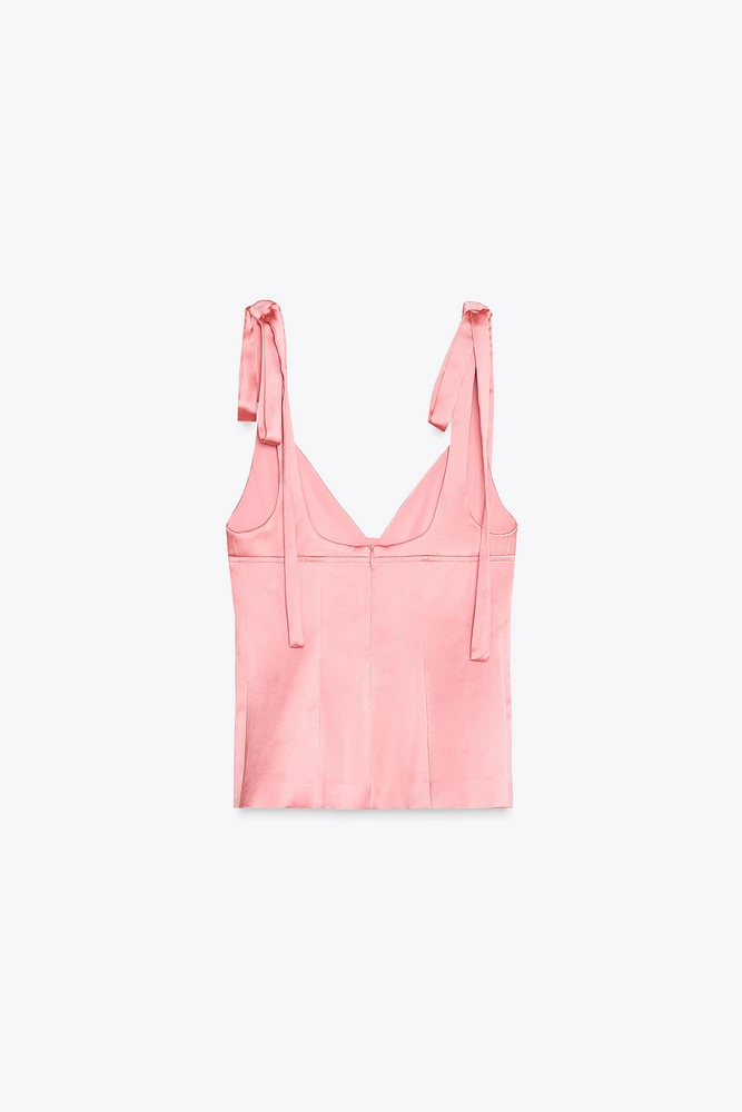SATIN EFFECT BOW TOP
