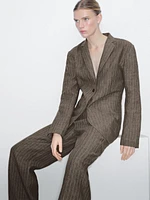 Pinstripe suit blazer