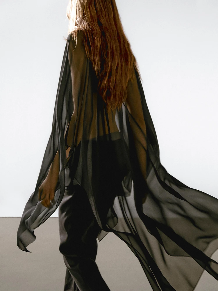 Flowing 100% mulberry silk cape