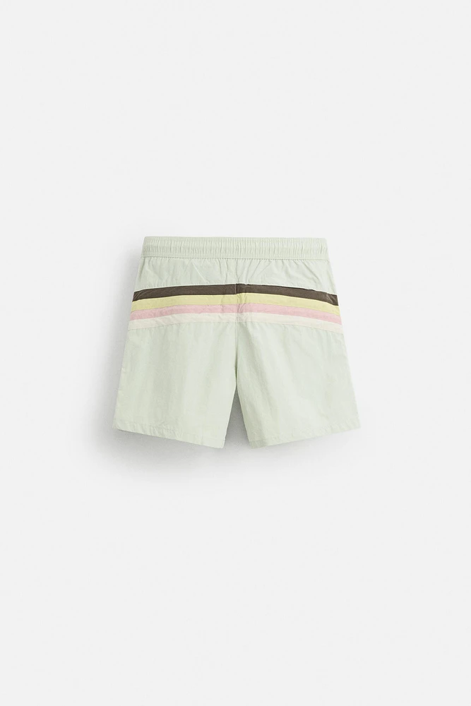 CONTRAST BANDS MID-LENGTH SWIMSUIT