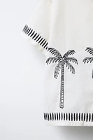 CHEMISE EN COTON ET LIN BRODÉ PALMIERS