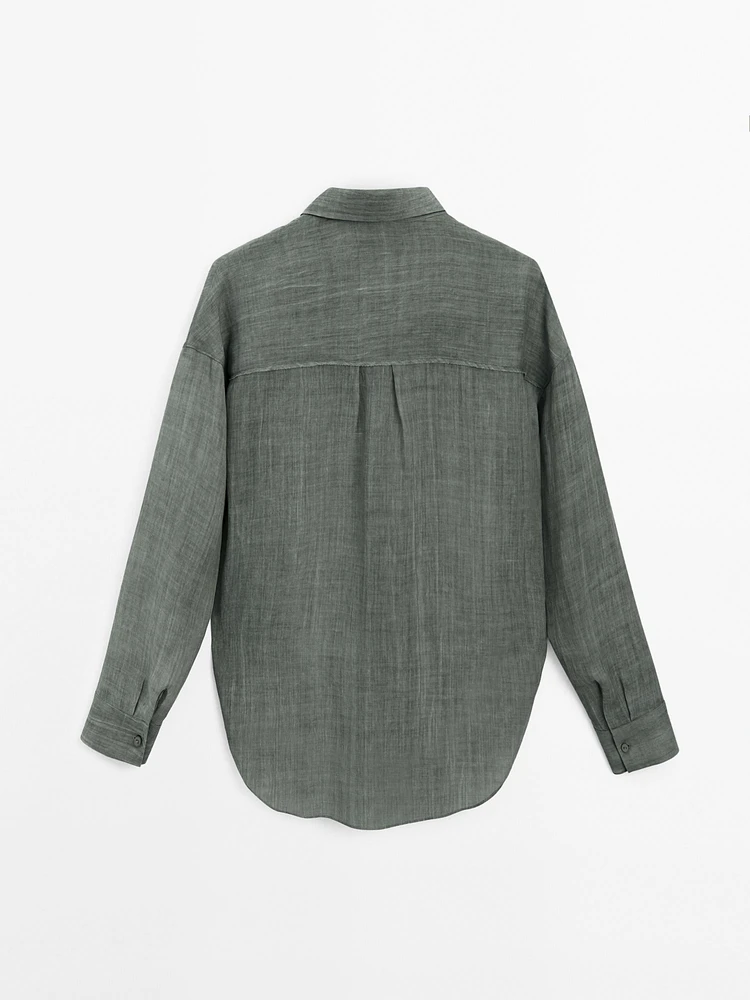Flowing maltinto ramie blend shirt