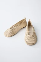 CROCHET LACE-UP BALLET FLATS