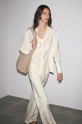 SPLIT LEATHER SHOULDER BAG