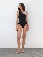 Maillot de bain texturé col asymétrique