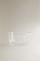 BOROSILICATE GLASS BOWL WITH SLOGAN
