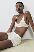 POINTELLE KNIT BOW BRALETTE