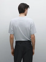Short-sleeved T-shirt with linen