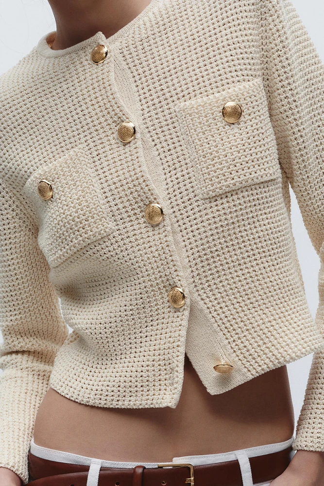 GOLDEN BUTTON KNIT CARDIGAN