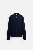 SILK WOOL BLEND KNIT POLO SHIRT