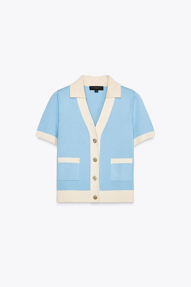 VESTE EN MAILLE MANCHES COURTES