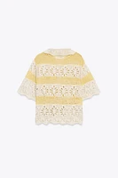 TOP EN MAILLE POINTELLE