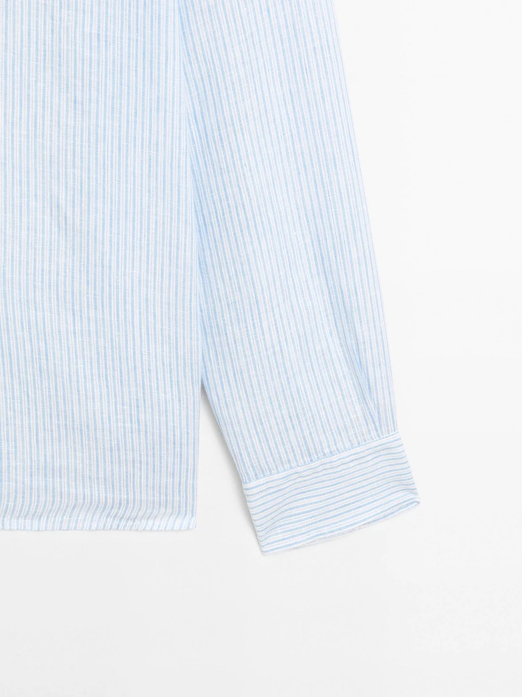 Chemise slim à rayures 100 % lin