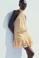 ROBE COURTE IMPRIMÉE À VOLANTS