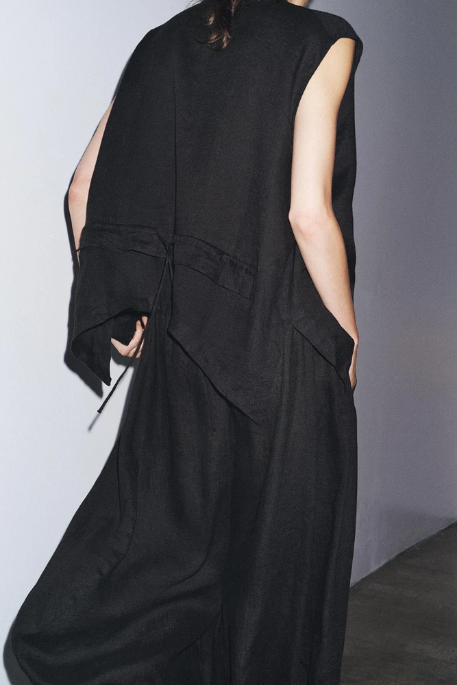 BLOUSE EN LIN 100 % À NŒUDS