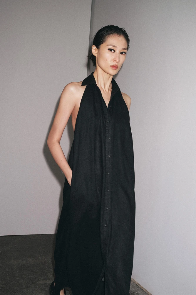 100% LINEN HALTER DRESS ZW COLLECTION