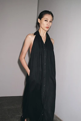 100% LINEN HALTER DRESS ZW COLLECTION