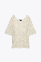 TEXTURED CROCHET KNIT TOP