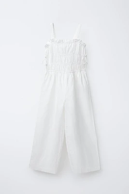 LINEN BLEND LONG JUMPSUIT WITH BOWS
