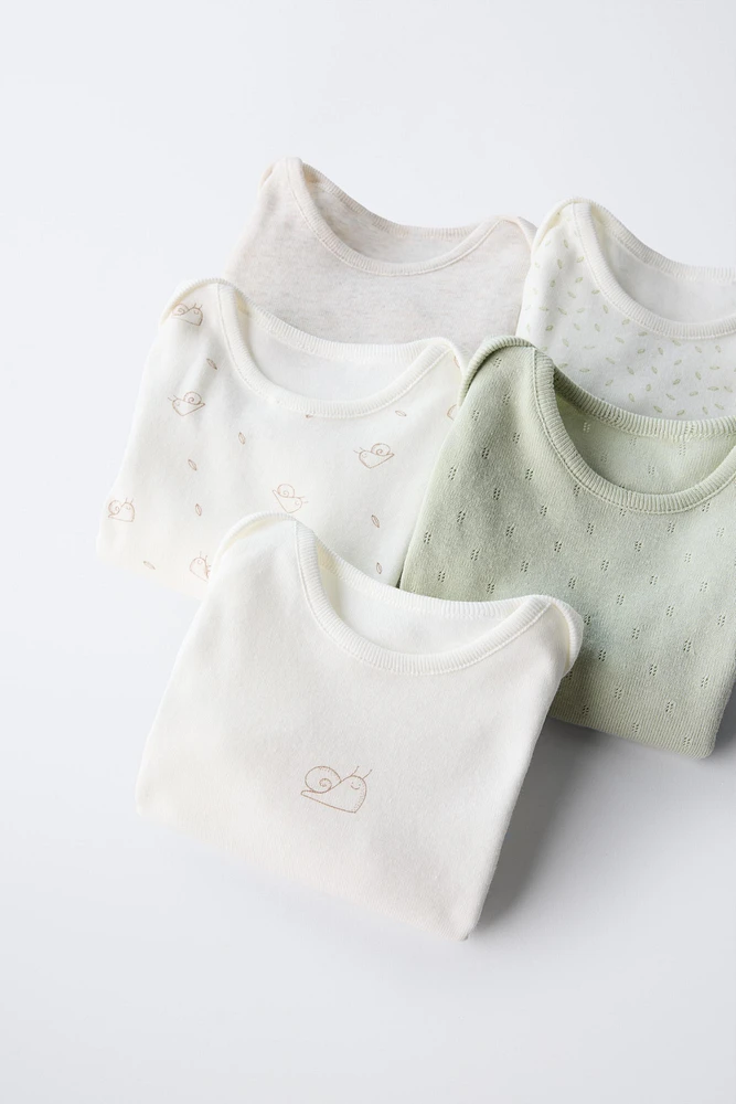 FIVE-PACK OF SNAIL BODYSUITS