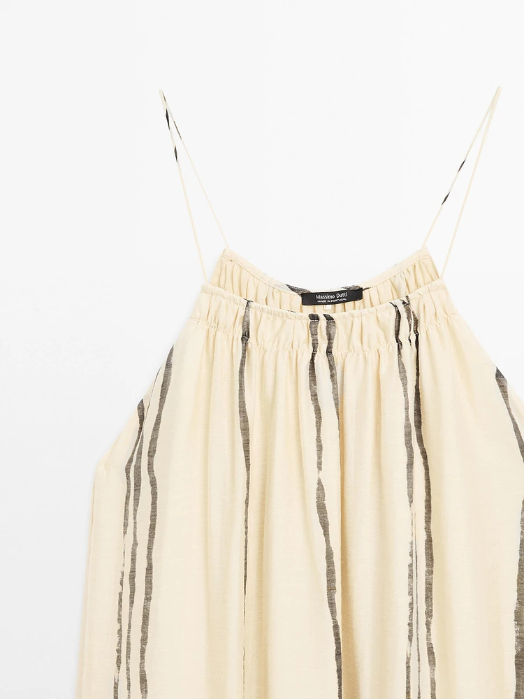 Robe midi fluide imprimé à rayures