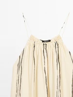 Robe midi fluide imprimé à rayures