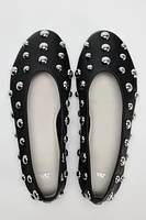 STUDDED LEATHER BALLET FLATS