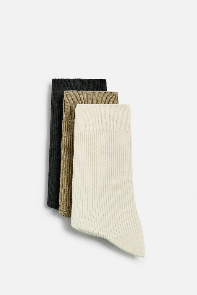 3-PACK RIBBED SOCKS