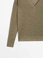 100% linen V-neck sweater