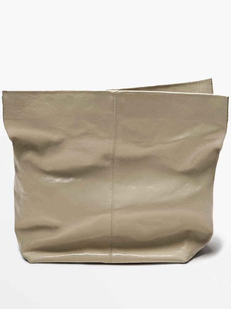 Sac flap craquelé en cuir nappa