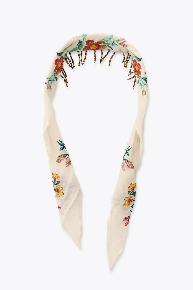EMBROIDERED BEADED SCARF