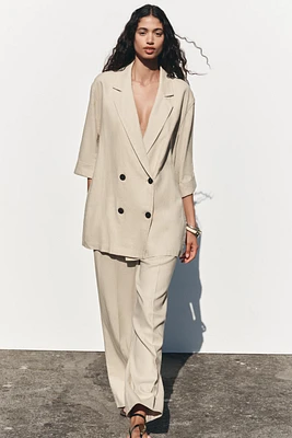 BLAZER À BOUTONNAGE CROISÉ AVEC LIN