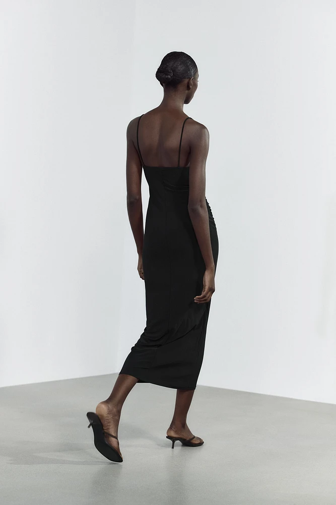 RUCHED MIDI DRESS