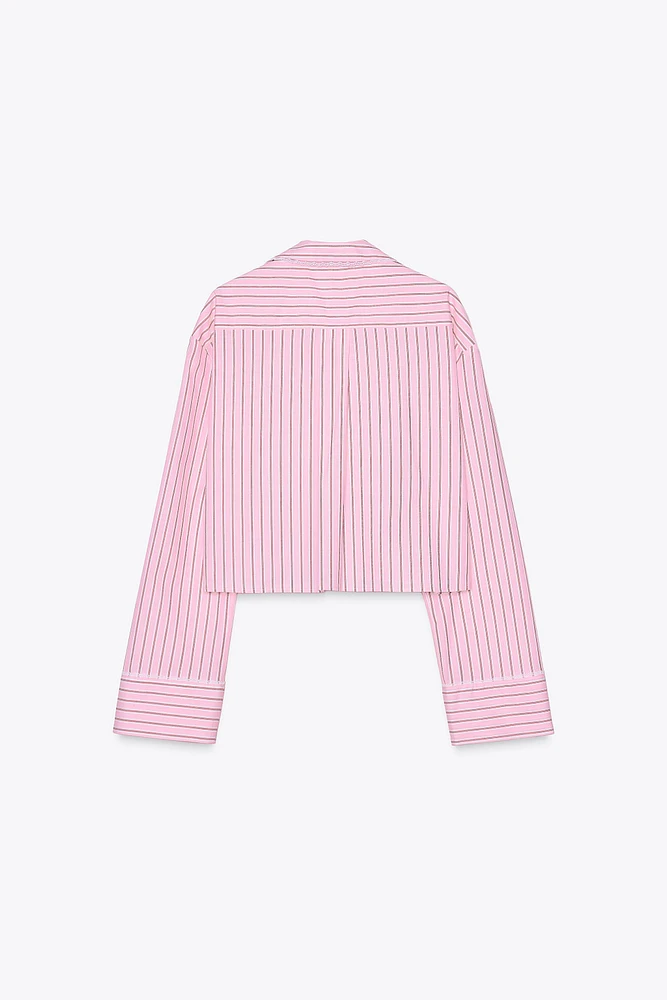 STRIPED CROP POPLIN SHIRT