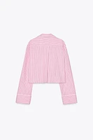 STRIPED CROP POPLIN SHIRT