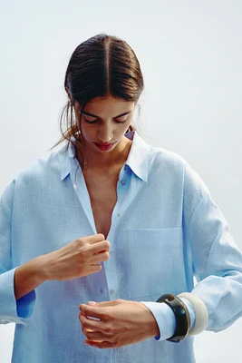 OVERSIZED LINEN BLEND SHIRT
