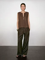 100% linen blouse with seam details