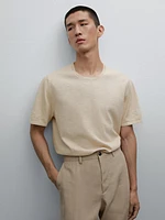 Cotton blend knit short sleeve sweater