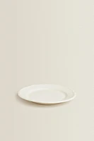 EARTHENWARE DESSERT PLATE WITH RAISED-DESIGN EDGE