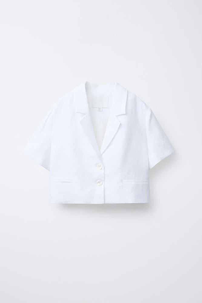 CROPPED 100% LINEN BLAZER