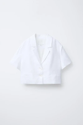 CROPPED 100% LINEN BLAZER
