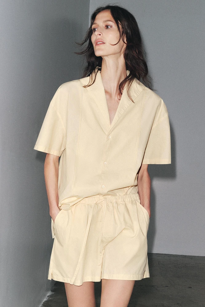 TOPSTITCHED POPLIN SHIRT