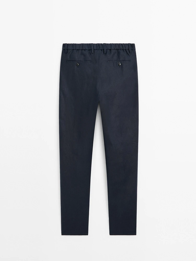 100% linen regular fit trousers