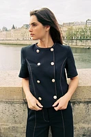 SHORT SLEEVE DOUBLE BREASTED BLAZER