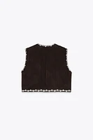 EMBROIDERED OPEN VEST