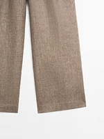 Flowing 100% linen trousers with darts
